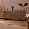 Handmade pink and beige Persian style wool-cotton runner rug with geometric patterns in a farmhouse living room.