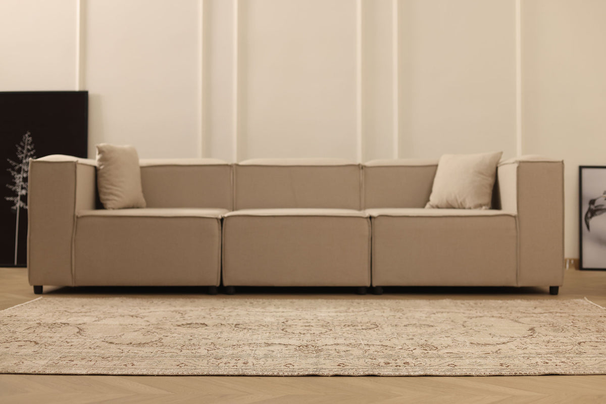 Vintage Manisa Turkish Area Rug 5x8 ft — Beige & Brown Floral