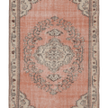Vintage Manisa Turkish Area Rug 5x8 ft — Pink & Beige Floral