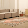 Vintage Manisa Turkish Area Rug 5x8 ft — Pink & Beige Floral