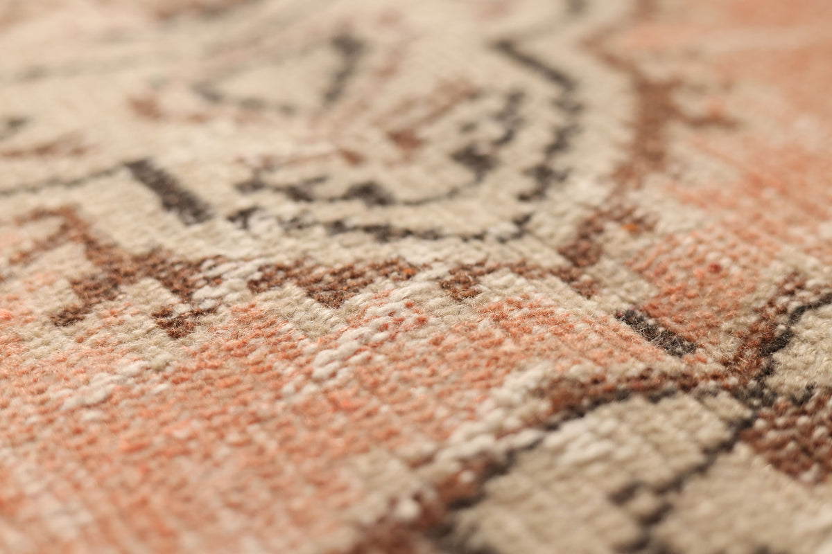 Vintage Manisa Turkish Area Rug 5x8 ft — Pink & Beige Floral