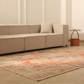 Vintage Manisa Turkish Area Rug 5x10 ft — Orange & Beige Distressed