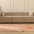Vintage Manisa Turkish Area Rug 5x10 ft — Orange & Beige Distressed