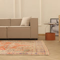 Vintage Manisa Turkish Area Rug 5x10 ft — Orange & Beige Distressed