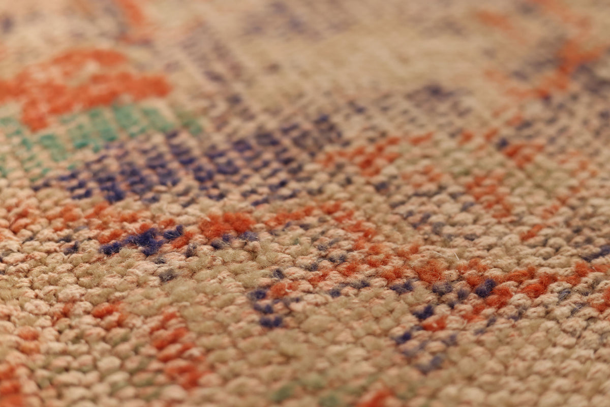Vintage Manisa Turkish Area Rug 5x10 ft — Orange & Beige Distressed