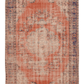 Vintage Manisa Turkish Area Rug 5x9 ft — Orange & Blue Distressed (No. 62044)