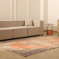 Vintage Manisa Turkish Area Rug 5x9 ft — Orange & Blue Distressed (No. 62044)