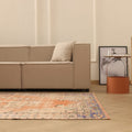 Vintage Manisa Turkish Area Rug 5x9 ft — Orange & Blue Distressed (No. 62044)