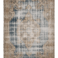 Vintage Isparta Turkish Area Rug 6x10 ft — Blue & Beige Distressed