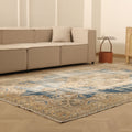 Vintage Isparta Turkish Area Rug 6x10 ft — Blue & Beige Distressed
