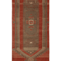 Vintage Malatya Turkish Area Rug 2x5 ft — Red & Brown Geometric