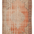 Vintage Manisa Turkish Area Rug 6x9 ft — Orange & Beige Distressed (No. 62105)