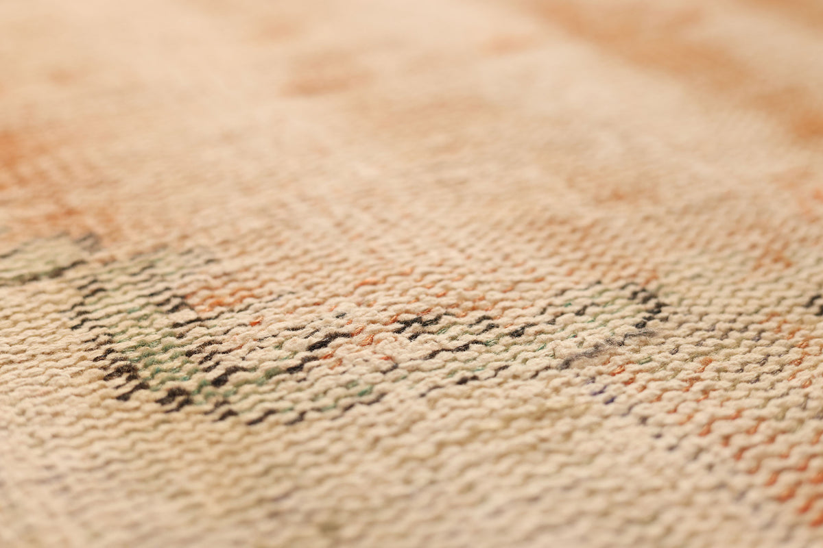 Vintage Manisa Turkish Area Rug 6x9 ft — Orange & Beige Distressed (No. 62105)