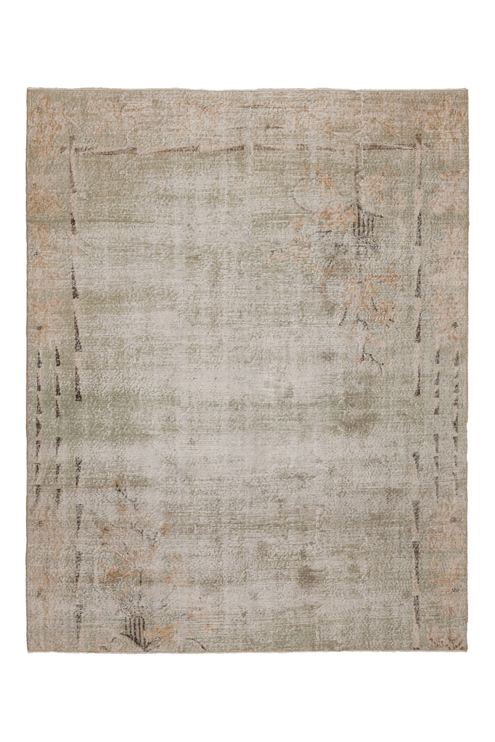 Vintage Isparta Turkish Area Rug 6x8 ft — Gray & Green Distressed