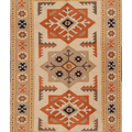 Vintage Muğla Turkish Area Rug 4x6 ft — Beige & Orange Geometric