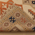 Vintage Muğla Turkish Area Rug 4x6 ft — Beige & Orange Geometric