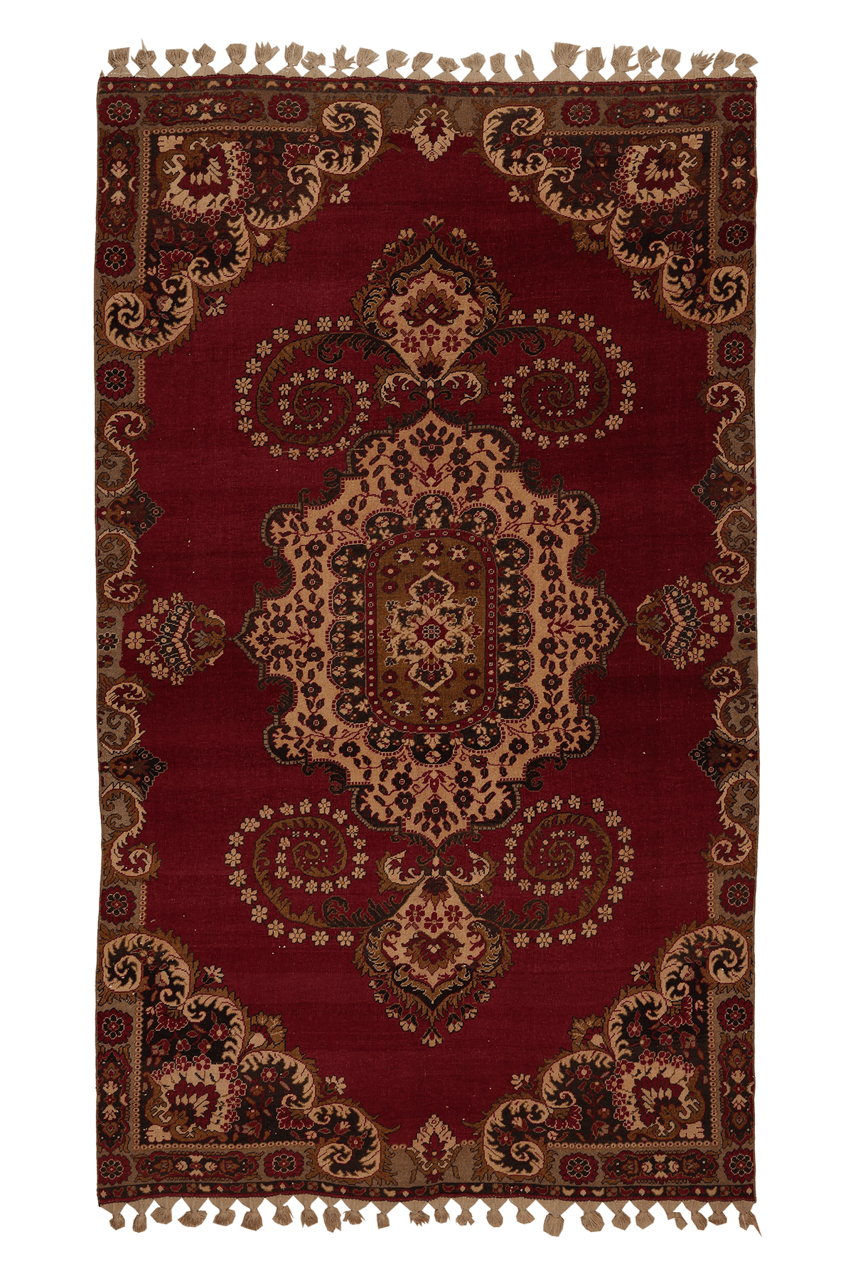 Vintage Sivas Turkish Area Rug 6x10 ft — Red & Beige Floral
