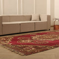 Vintage Sivas Turkish Area Rug 6x10 ft — Red & Beige Floral