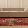 Vintage Sivas Turkish Area Rug 6x10 ft — Red & Beige Floral