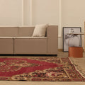 Vintage Sivas Turkish Area Rug 6x10 ft — Red & Beige Floral