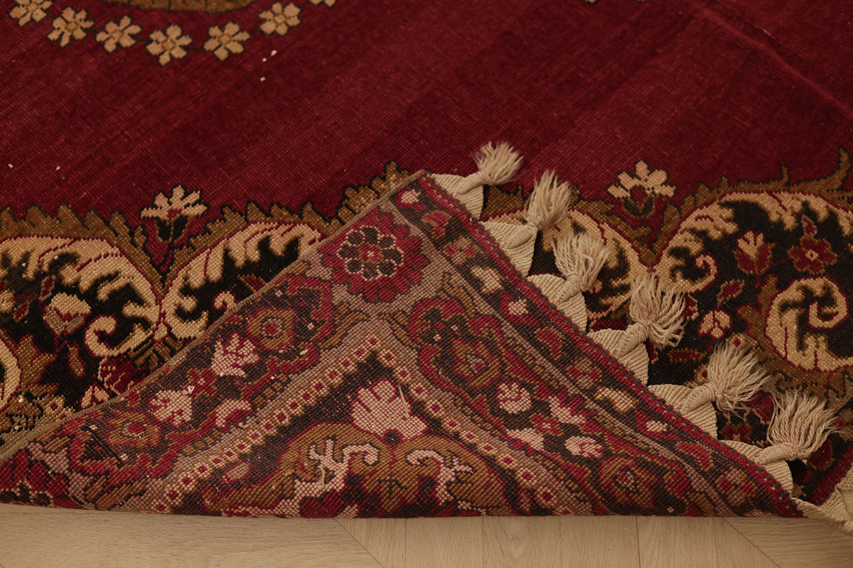 Vintage Sivas Turkish Area Rug 6x10 ft — Red & Beige Floral