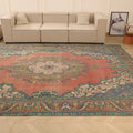 Vintage Southeastern Persian Style Oversize Rug 9x13 ft — Red & Green Medallion