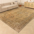 Vintage Southeastern Persian Style Oversize Rug 10x13 ft — Beige & Brown Medallion