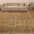 Vintage Southeastern Persian Style Oversize Rug 10x13 ft — Beige & Brown Medallion