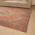 Vintage Southeastern Persian Style Oversize Rug 7x10 ft — Pink & Beige Medallion