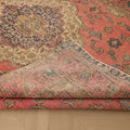 Vintage Southeastern Persian Style Oversize Rug 7x10 ft — Pink & Beige Medallion