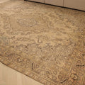 Vintage Southeastern Persian Style Oversize Rug 10x12 ft — Beige & Brown Medallion