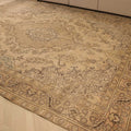Vintage Southeastern Persian Style Oversize Rug 10x12 ft — Beige & Brown Medallion