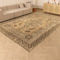 Vintage Southeastern Persian Style Oversize Rug 9x12 ft — Beige & Brown Medallion