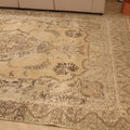 Vintage Southeastern Persian Style Oversize Rug 9x12 ft — Beige & Brown Medallion