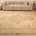 Vintage Southeastern Persian Style Oversize Rug 10x13 ft — Beige & Brown Medallion