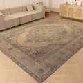 Vintage Southeastern Persian Style Oversize Rug 10x13 ft — Beige & Gray Medallion