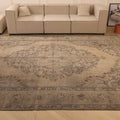 Vintage Southeastern Persian Style Oversize Rug 10x13 ft — Beige & Gray Medallion