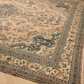 Vintage Southeastern Persian Style Oversize Rug 10x14 ft — Beige & Blue Medallion