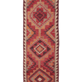 Vintage Southeastern Persian Style Kilim Runner Rug 3x11 ft — Red & Orange Geometric