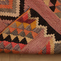 Vintage Southeastern Patchwork Runner Rug 3x11 ft — Pink & Brown Geometric