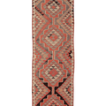 Vintage Southeastern Persian Style Kilim Runner Rug 3x12 ft — Orange & Gray Geometric