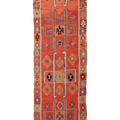 Vintage Southeastern Persian Style Kilim Runner Rug 3x10 ft — Red & Orange Geometric