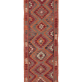 Vintage Southeastern Persian Style Kilim Runner Rug 3x11 ft — Red & Orange Geometric