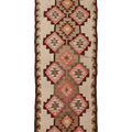 Vintage Southeastern Persian Style Kilim Runner Rug 3x9 ft — Beige & Brown Geometric