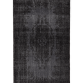 Vintage Isparta Turkish Area Rug 3x6 ft — Black & Gray Distressed
