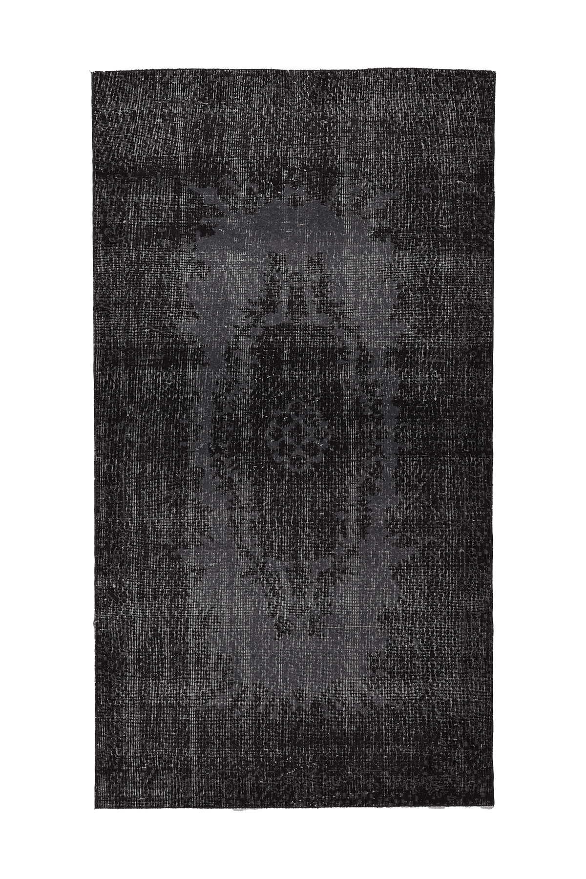 Vintage Isparta Turkish Area Rug 3x6 ft — Black & Gray Distressed