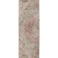 Vintage Isparta Turkish Runner Rug 2x10 ft — Green & Pink Geometric