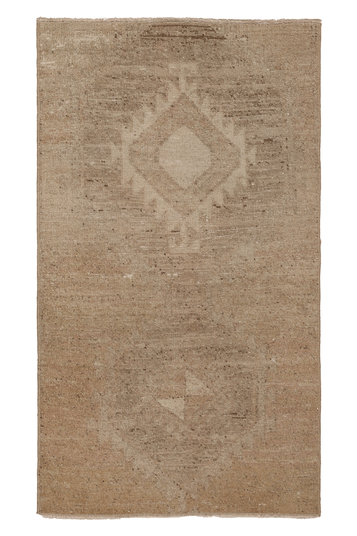 Vintage Malatya Turkish Doormat 2x4 ft — Brown & Beige Geometric