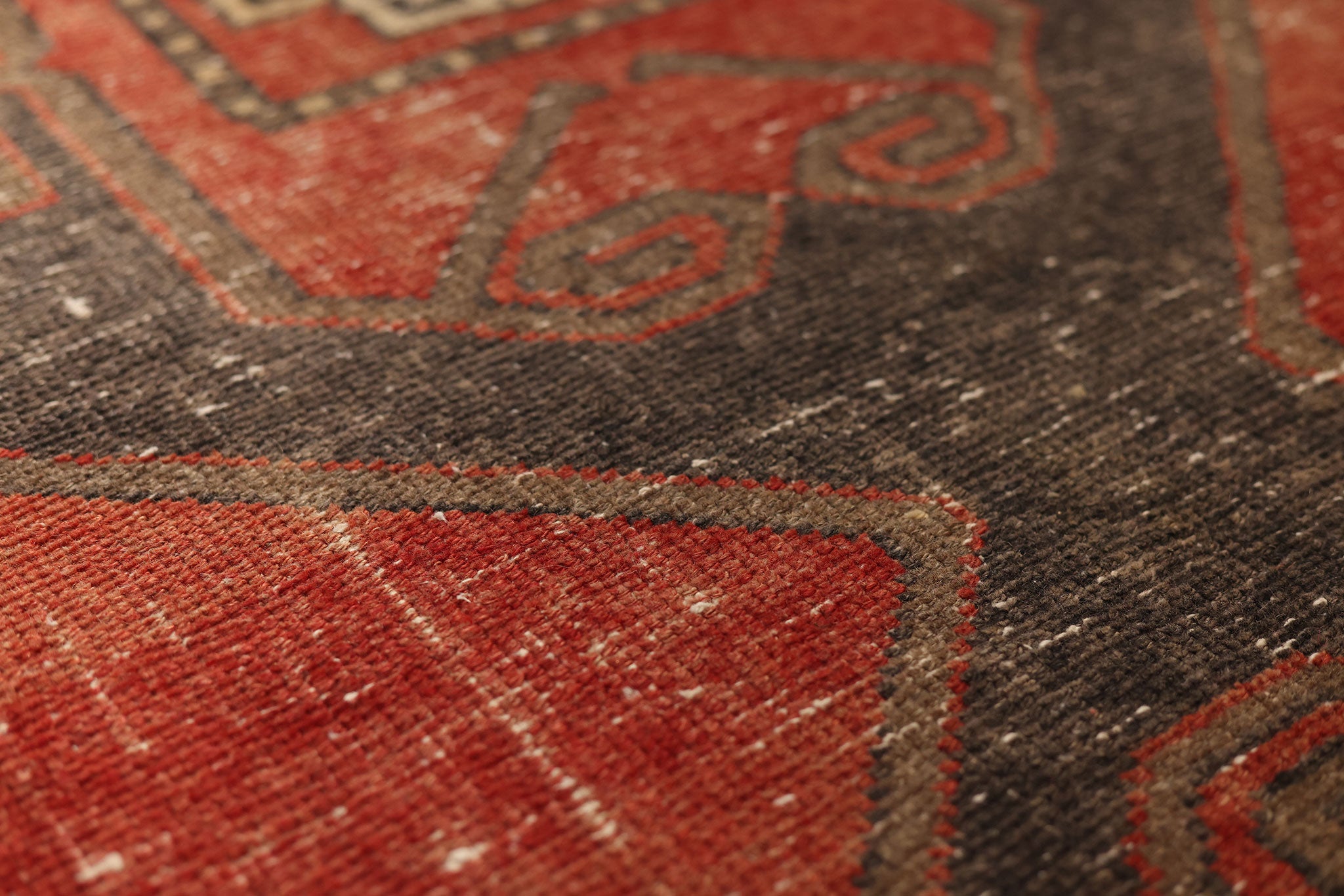Vintage Malatya Turkish Runner Rug 3x8 ft — Red & Brown Geometric
