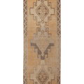 Vintage Malatya Turkish Runner Rug 3x10 ft — Beige & Orange Geometric